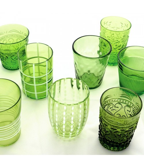Set Bicchieri in vetro Melting Pot Monocolore Verde Zafferano