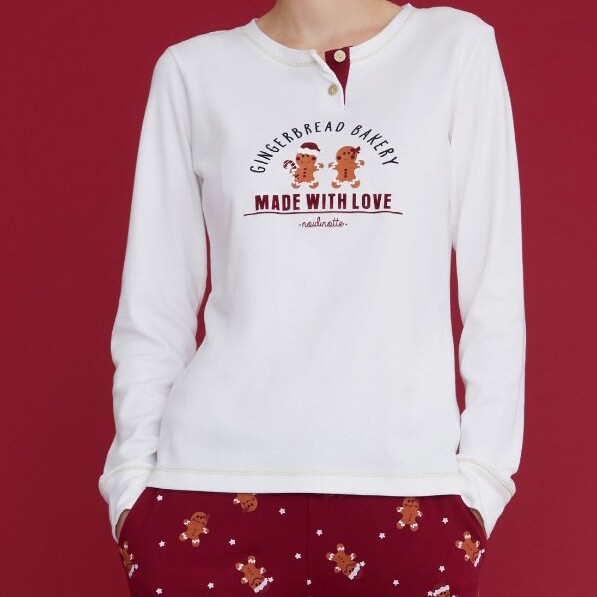 Pigiama Donna in caldo cotone Pantalone con polsino   Composizione: caldo cotone Variante: rosso, blu  