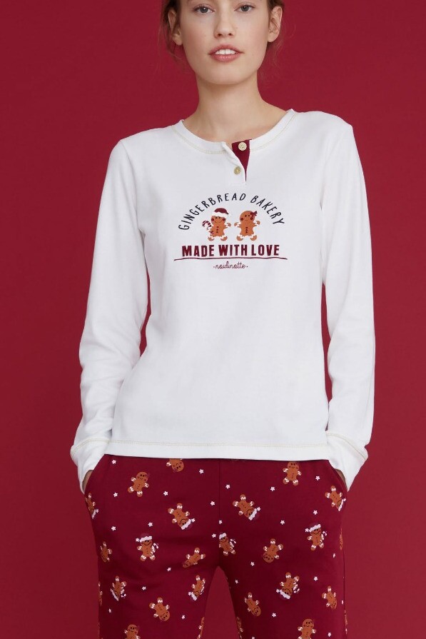 Pigiama Donna in caldo cotone Pantalone con polsino   Composizione: caldo cotone Variante: rosso, blu  