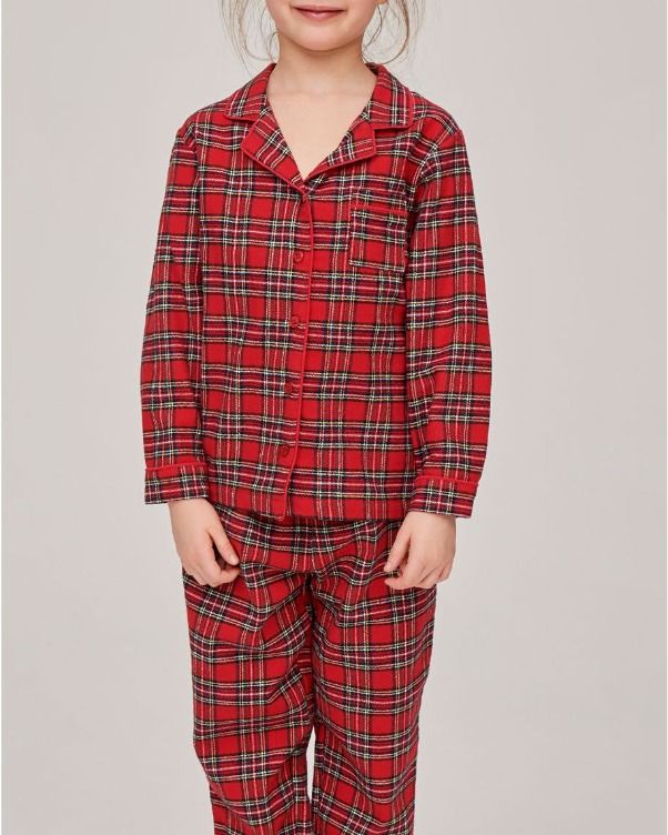 Pigiama Bambina in flanella, pantalone senza polsino Composizione Tessuto: 100% cotone Colore: rosso