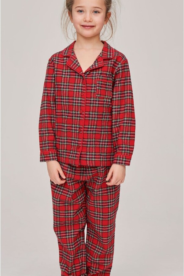 Pigiama Bambina in flanella, pantalone senza polsino   Composizione Tessuto: 100% cotone Colore: rosso
