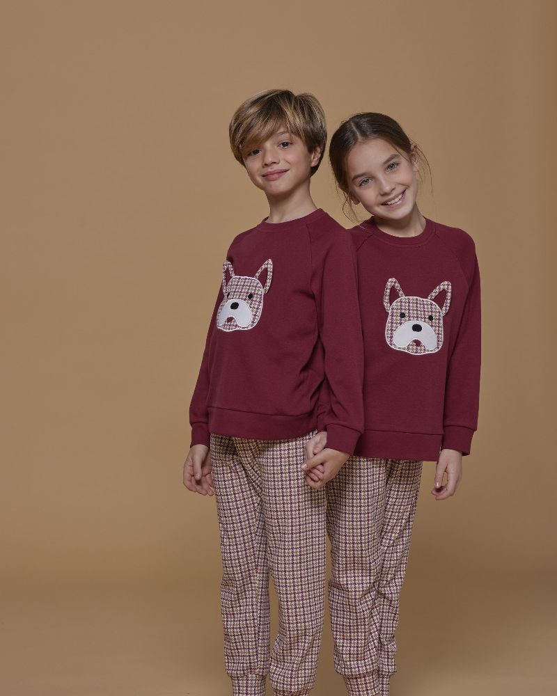 Pigiama Unisex Bambina/o in Caldo Cotone Pantalone stampa scozzese con polsino e Top giallo con Stampa e applicazione Composizione: 100% poliestere Variante: senape