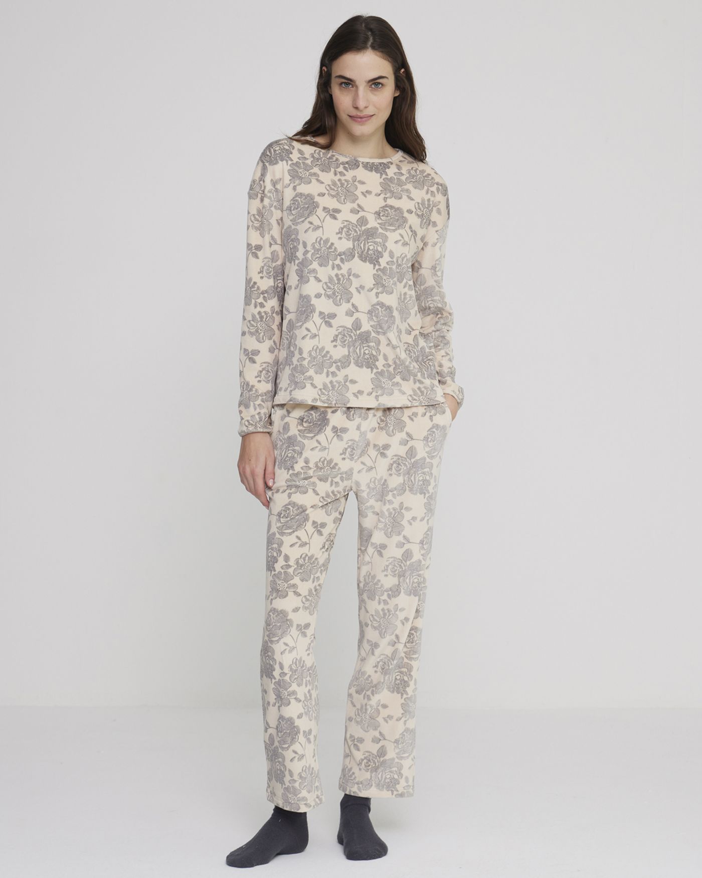 PIGIAMA DONNA RAGAZZA PURO COTONE LEGGERO FIORI ROSSOPORPORA ART. CERO – Abba MODA - Foto 3