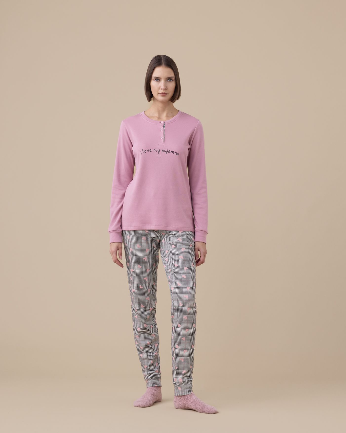 Heart Pigiama Donna in Caldo Cotone Felpato