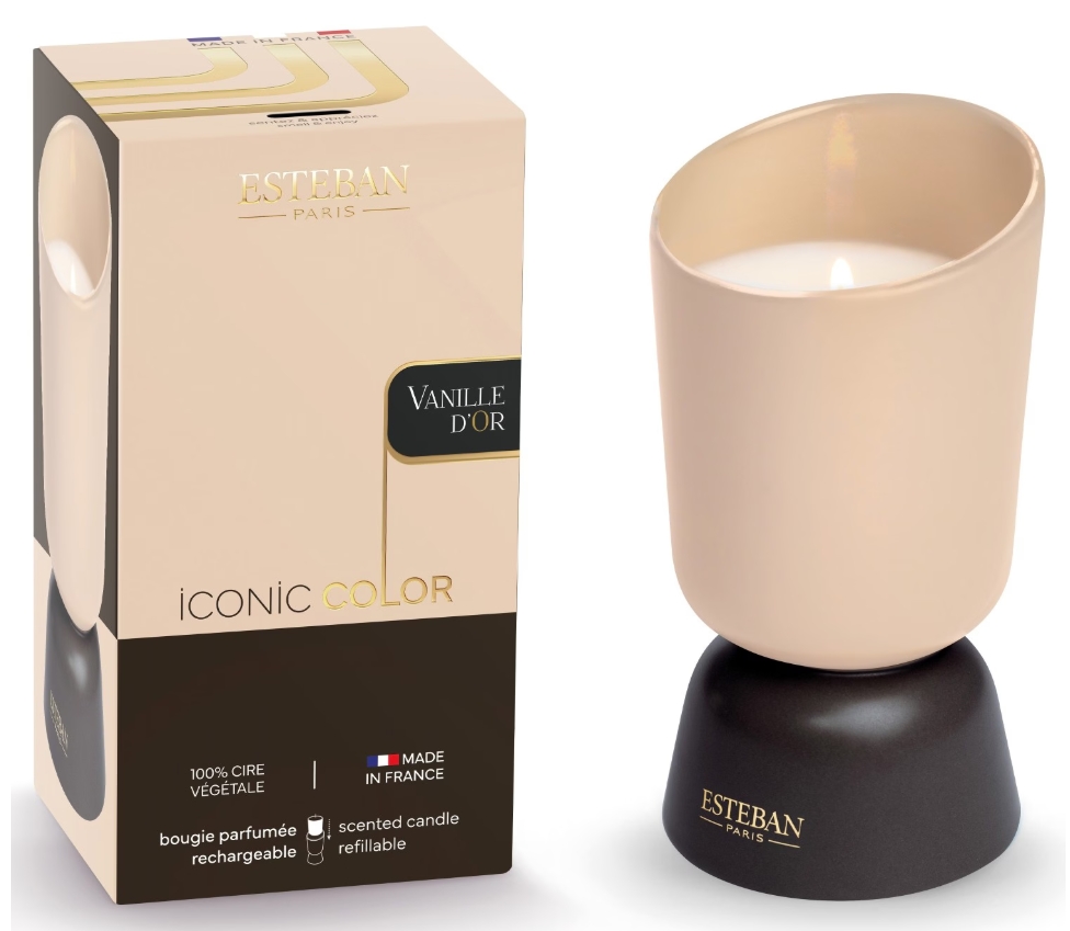 Iconic Color Candela profumata ricaricabile 220g Vanille D'Or