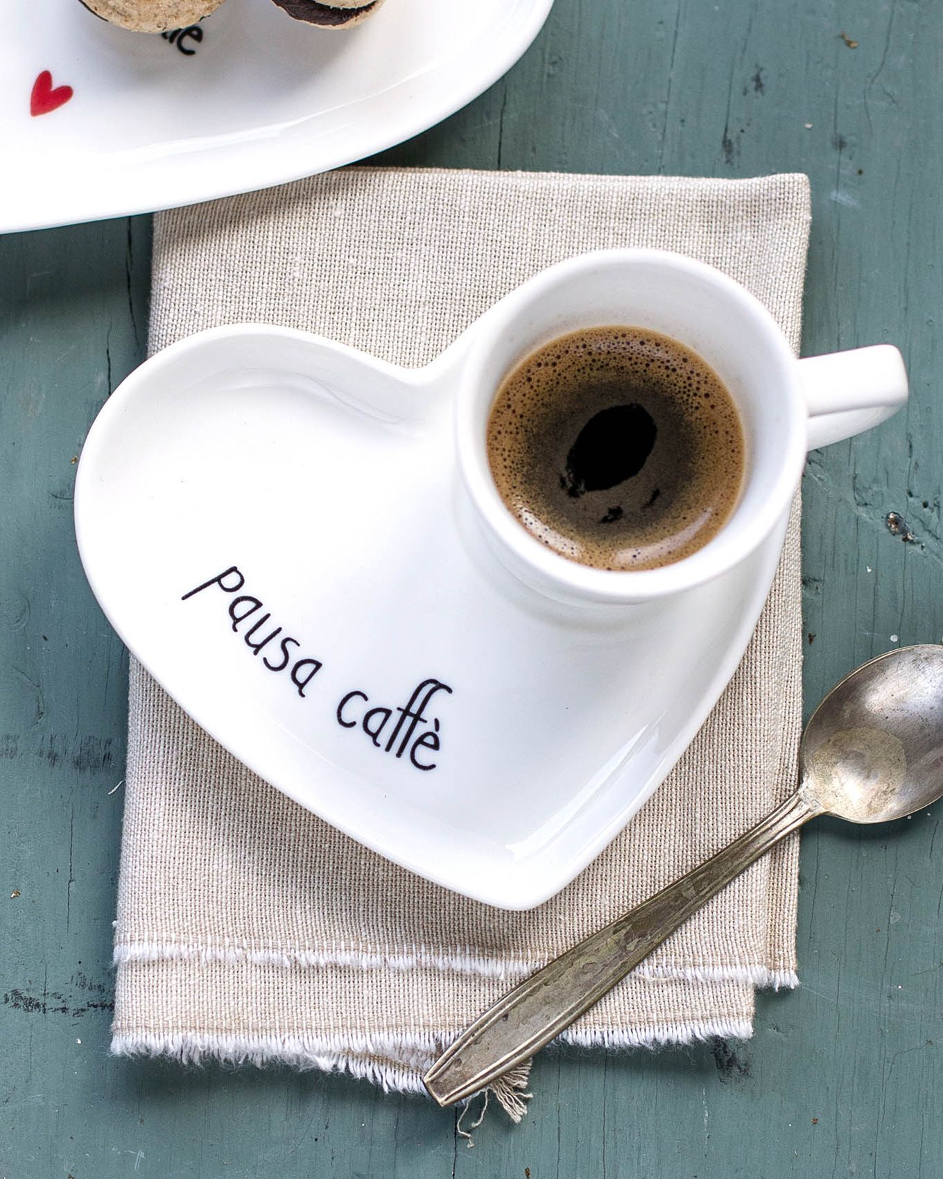 Set 2 Piattini cuore per tazze espresso ..e dolcetto