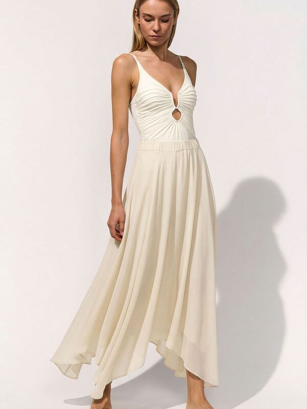 Gonna in Seta Silk-White