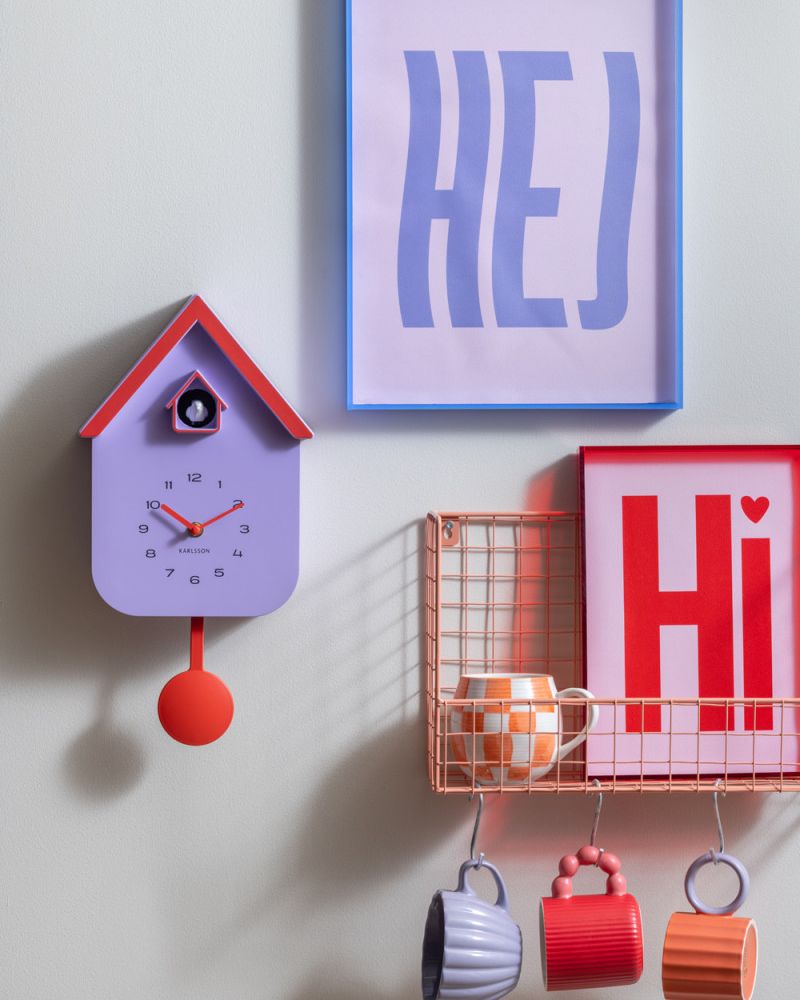 Orologio da parete Cucù Dupla Color Soft purple & brilliant orange