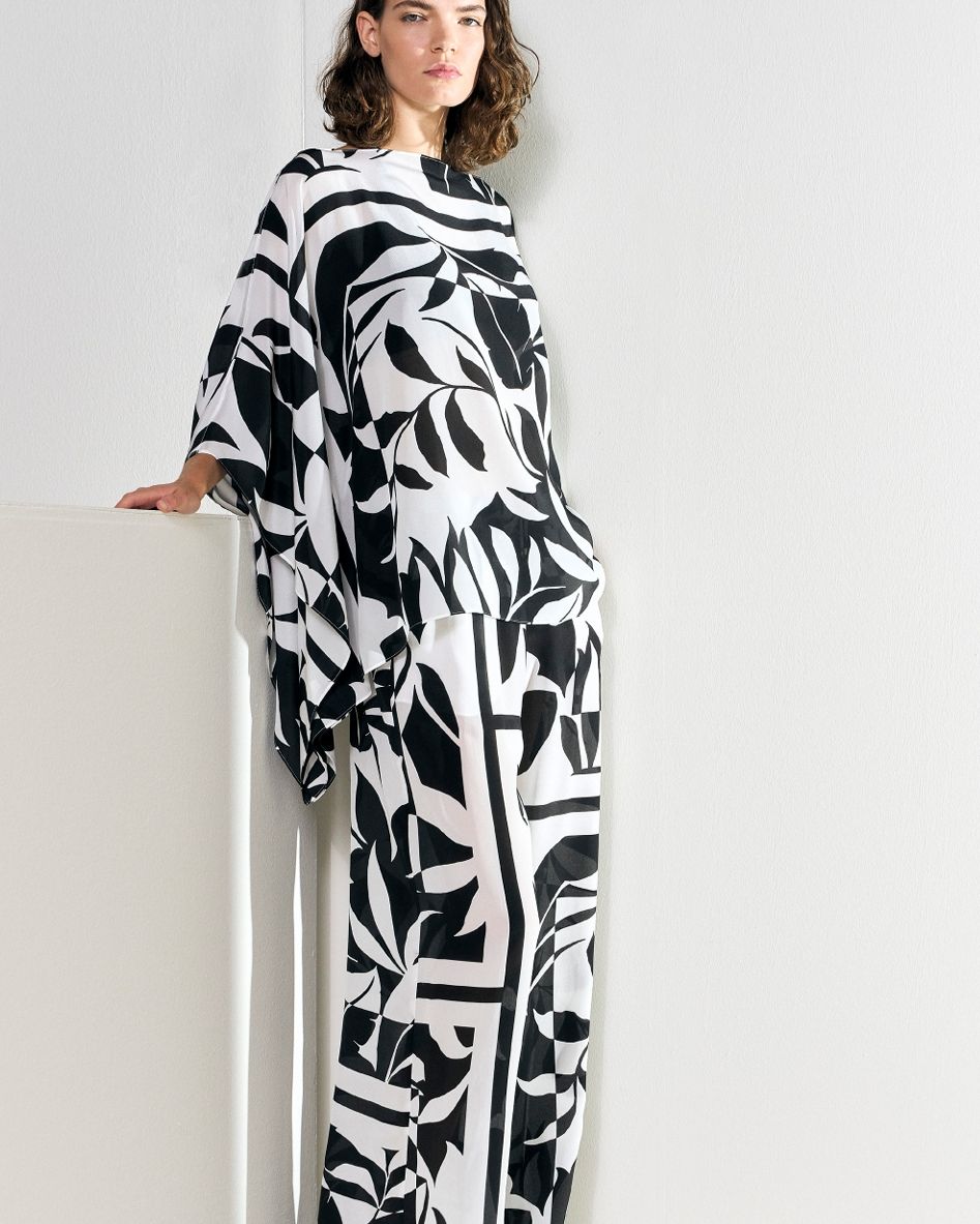 Tambuto Poncho in Seta Stampata