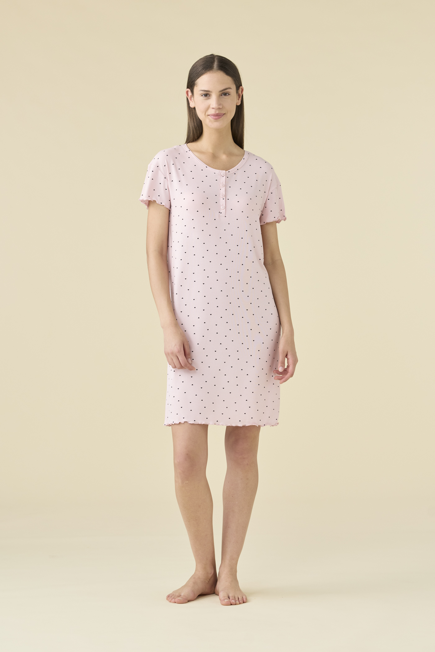 Cuoricini Pigiama Donna in Cotone Manica Corta