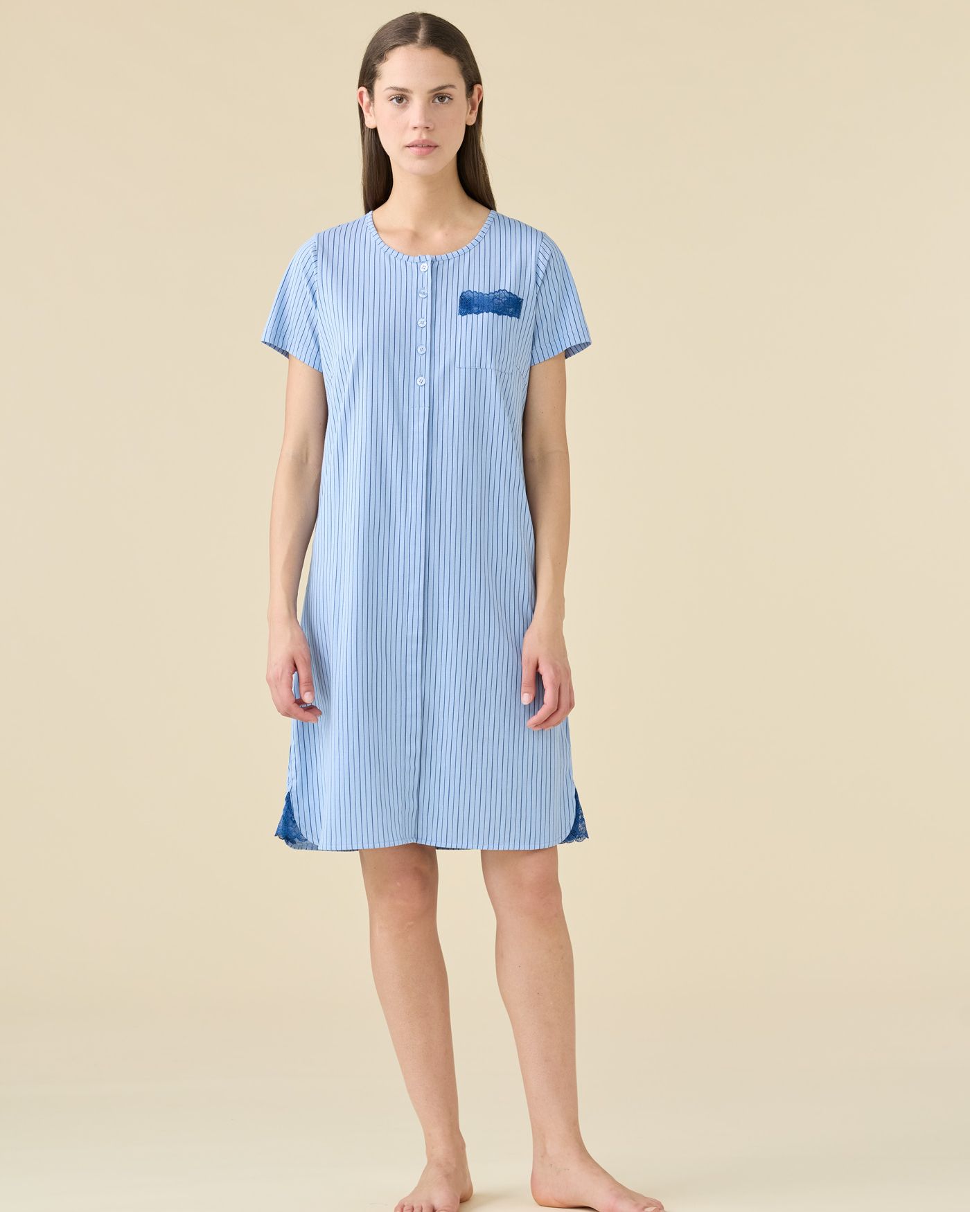 Camicia da Notte in Cotone Manica Corta