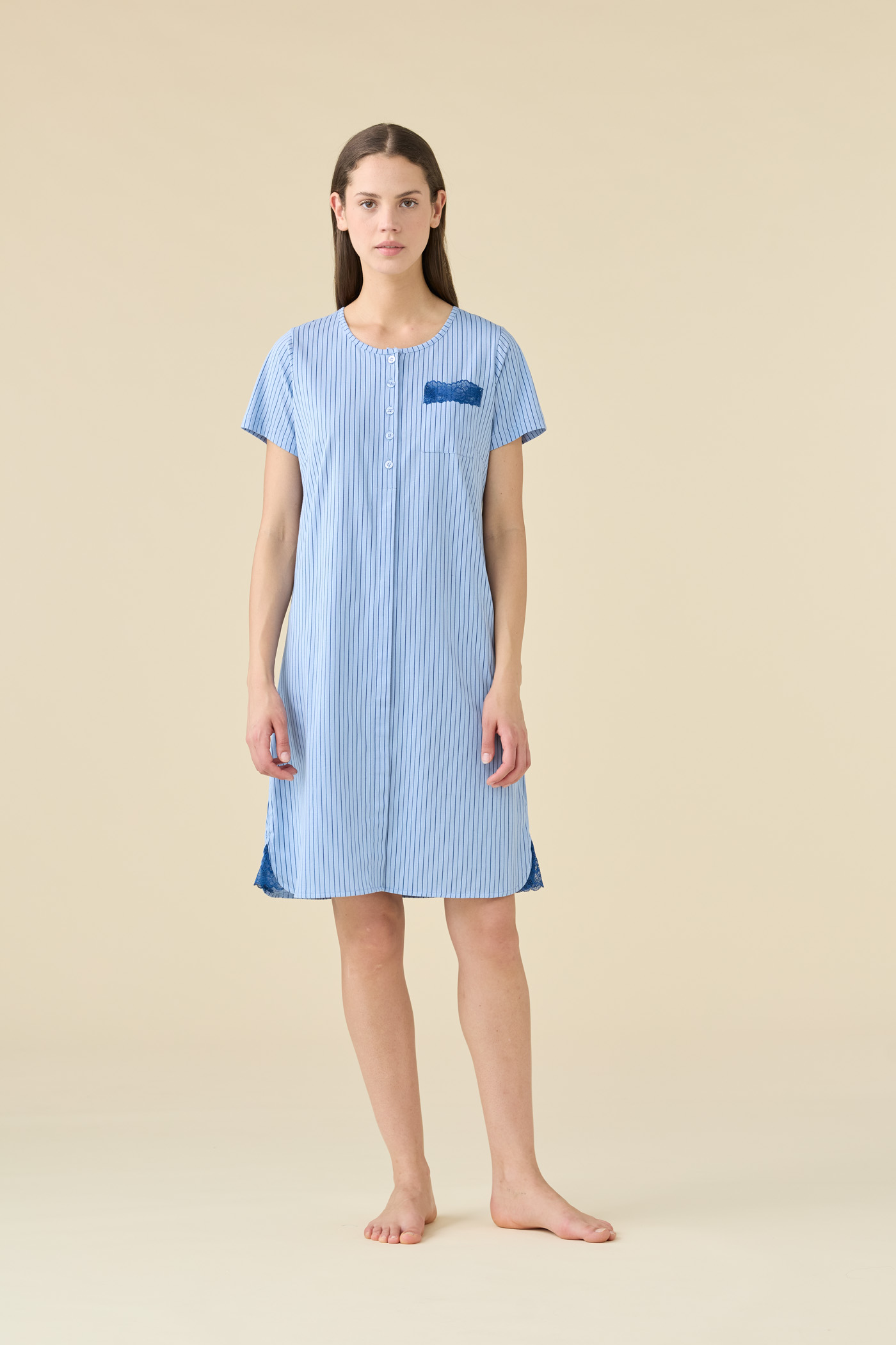 Camicia da Notte in Cotone Manica Corta