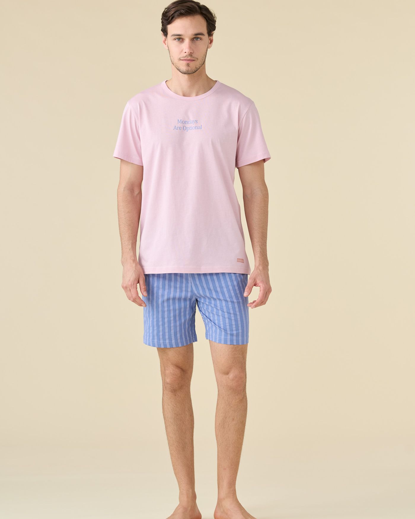 Stripes Rosa Pigiama Uomo in Jersey di Cotone