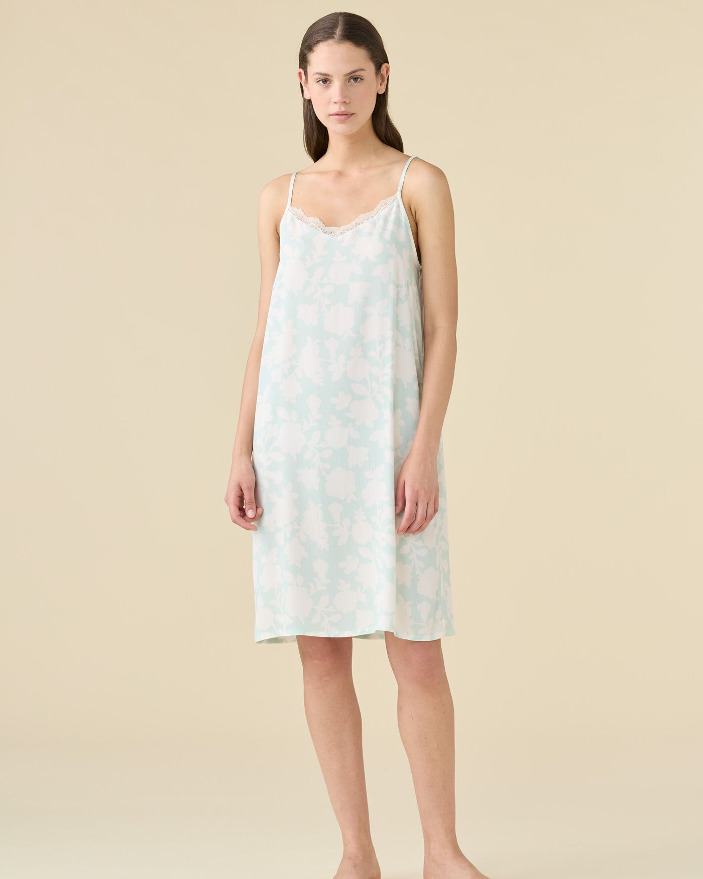 Floret Verde Salvia Camicia da Notte in Viscosa