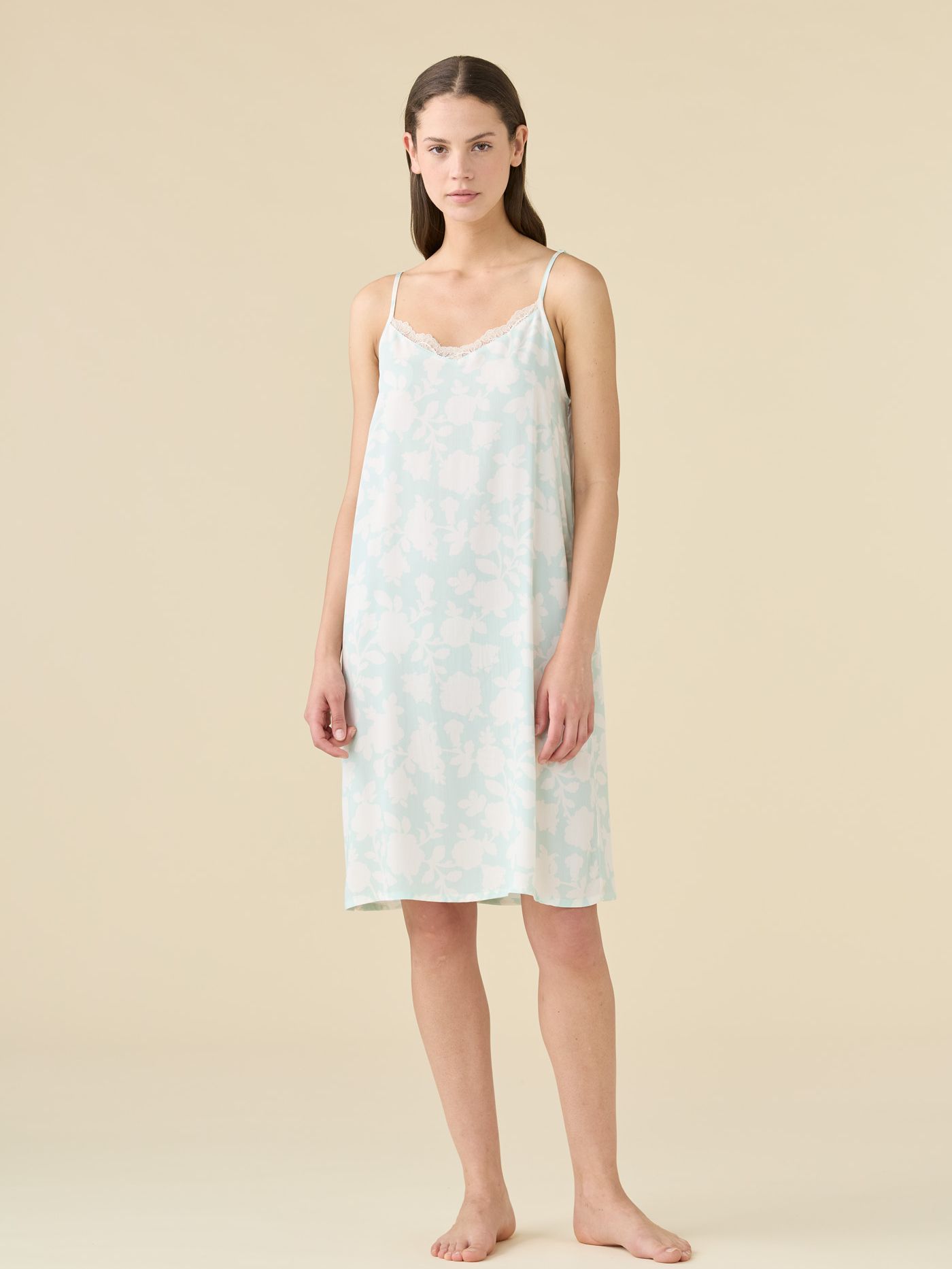 Floret Verde Salvia Camicia da Notte in Viscosa