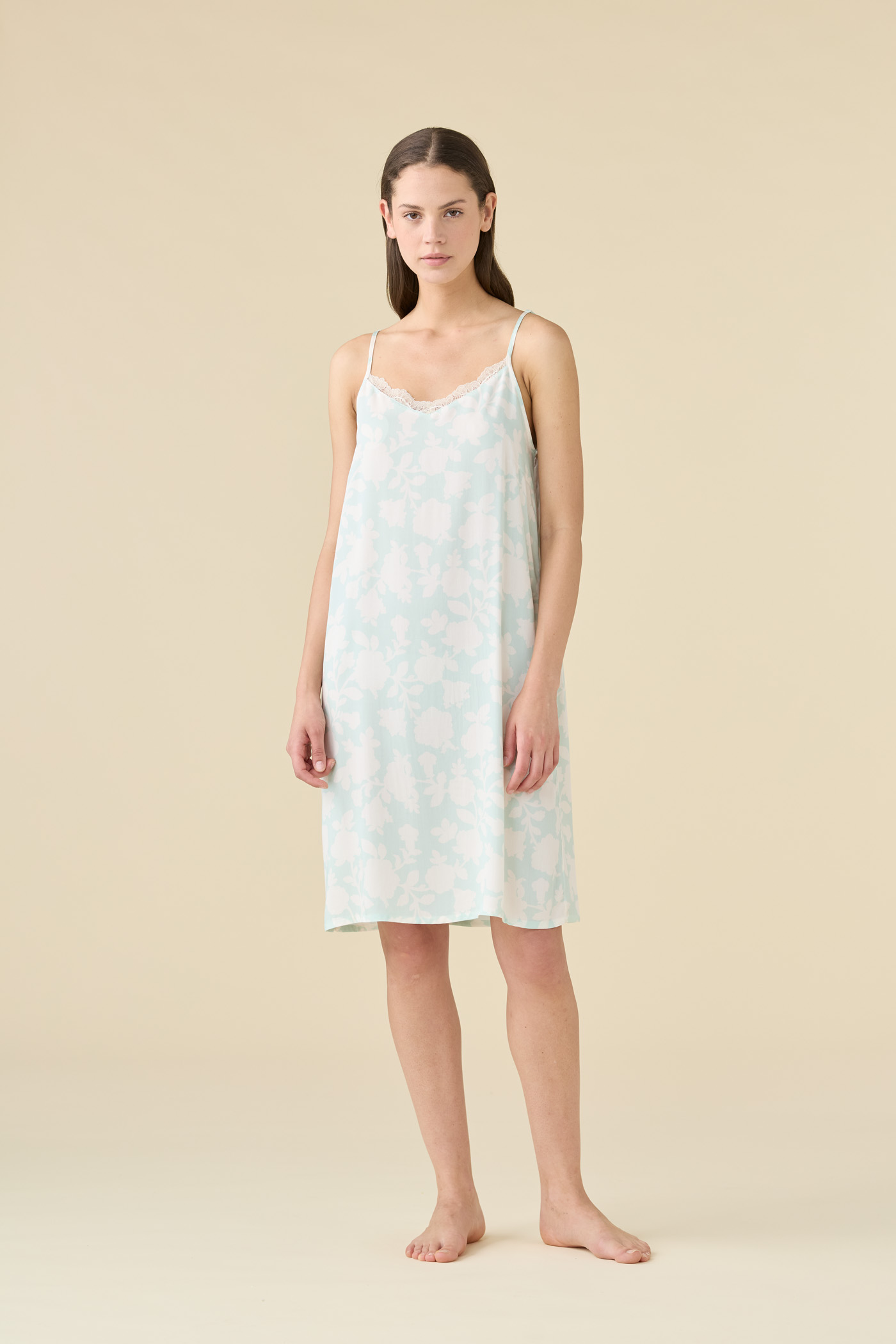 Floret Verde Salvia Camicia da Notte in Viscosa