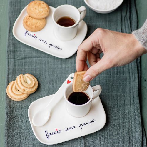 Set 2 Piattini per Tazze Espresso Faccio una pausa