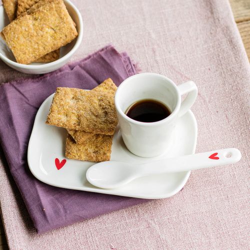 Set 2 Piatti per Tazza Espresso Cuore Rosso