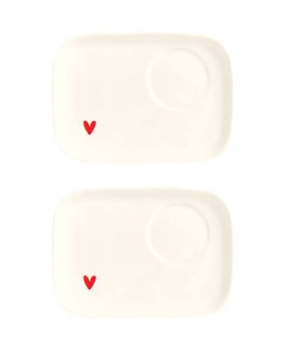 Set 2 Piatti per Tazza Espresso Cuore Rosso