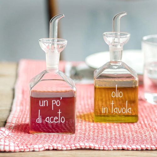 Set 2 Bottiglie Olio in Tavola/Un pò di Aceto