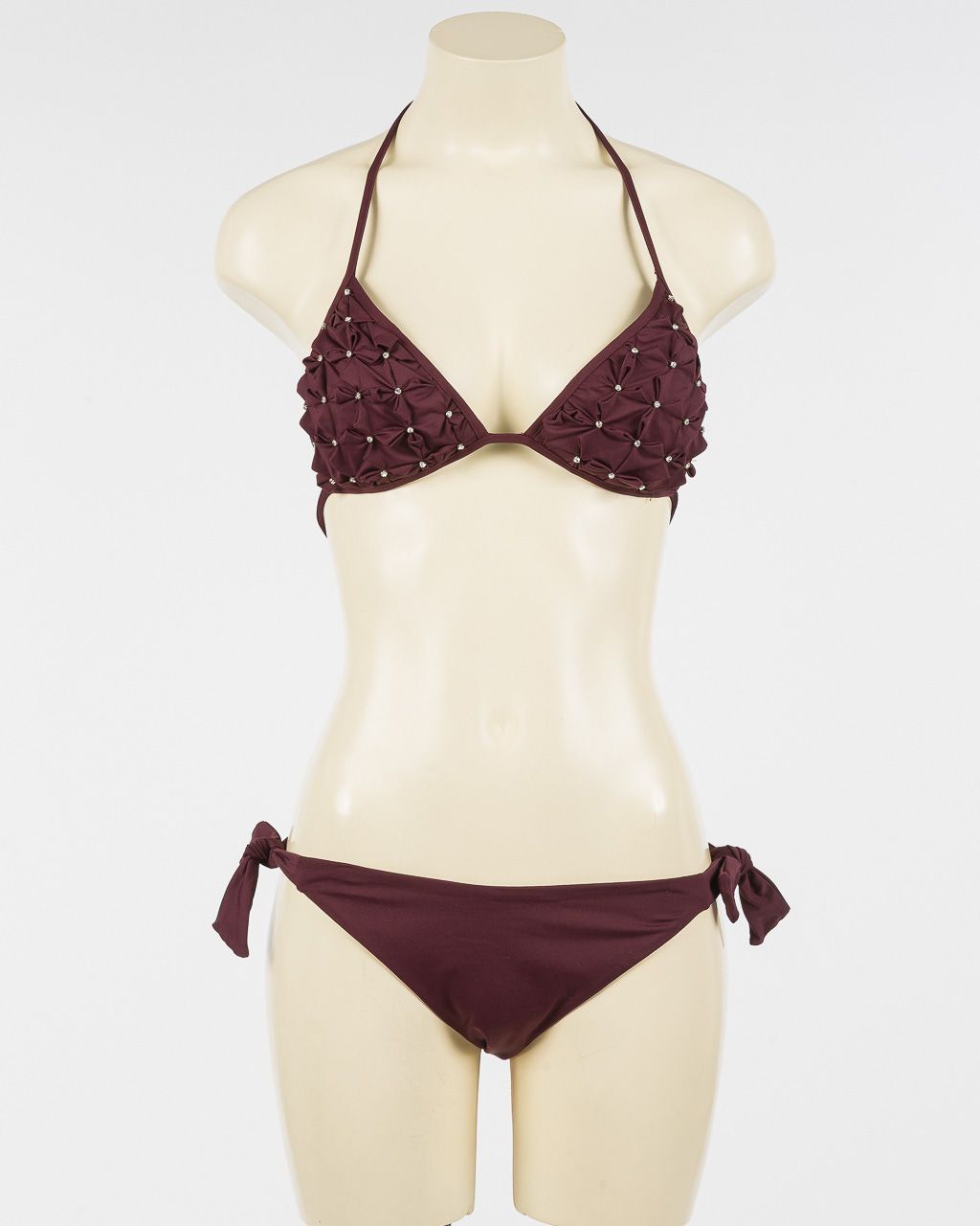 Bikini Triangolo con Drappeggio e Strass