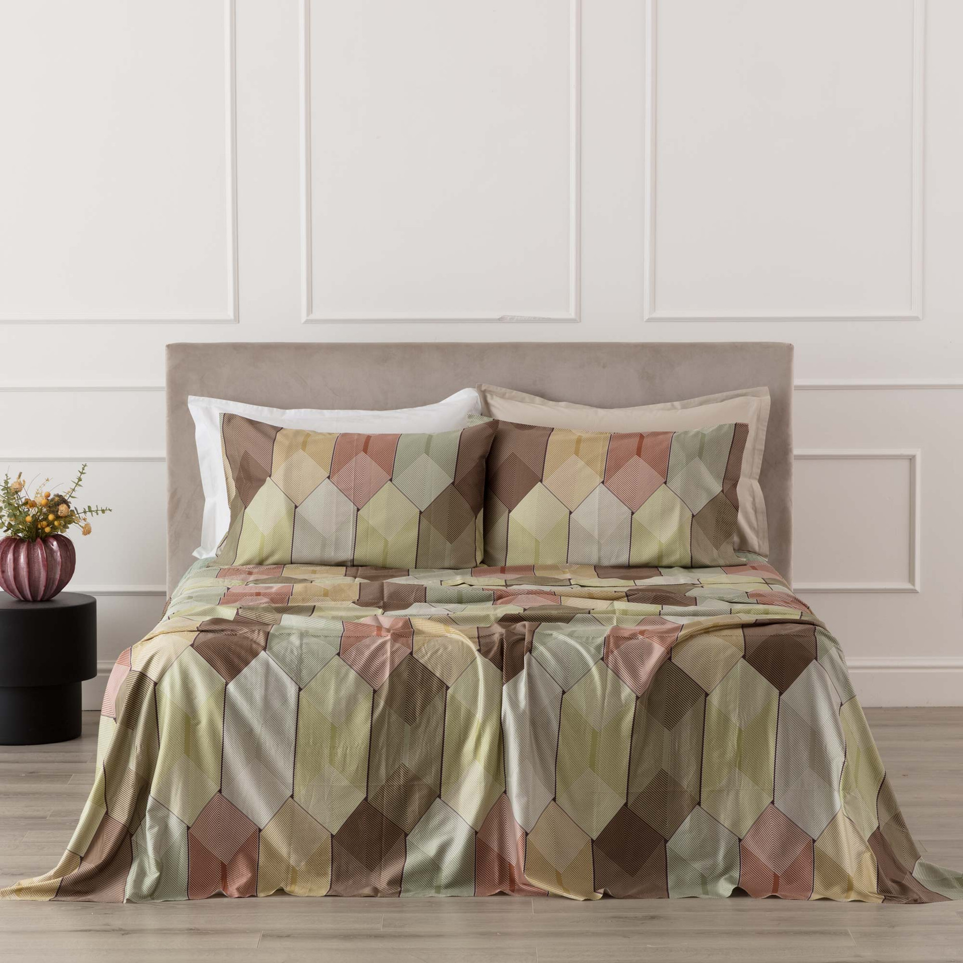 Diamante Completo Lenzuola/Copriletto Matrimoniale Muschio