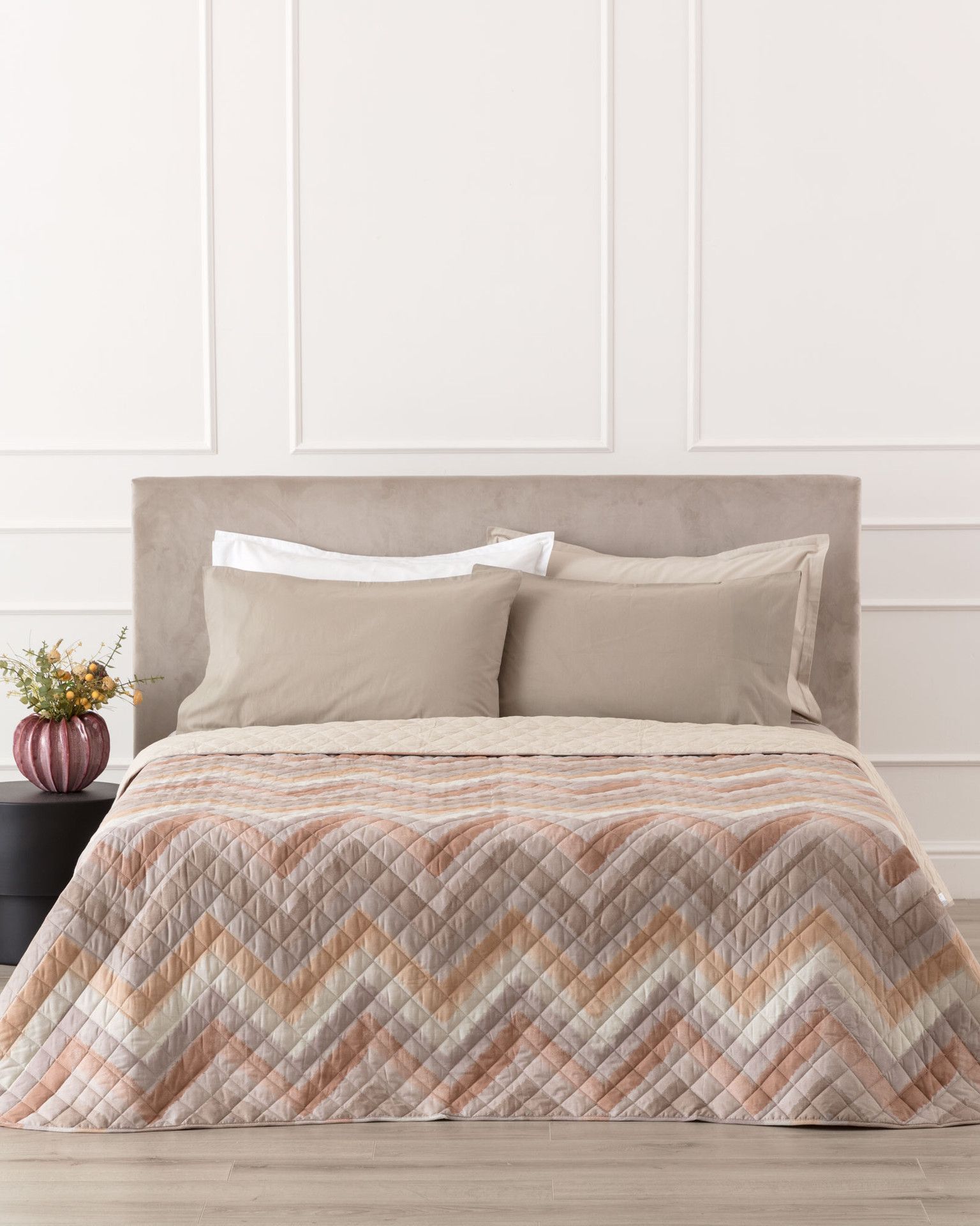 Arben Quilt Matrimoniale Cotone Stampato Crema