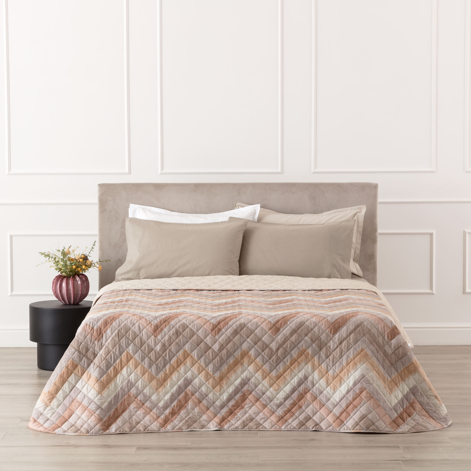 Arben Quilt Matrimoniale Cotone Stampato Crema