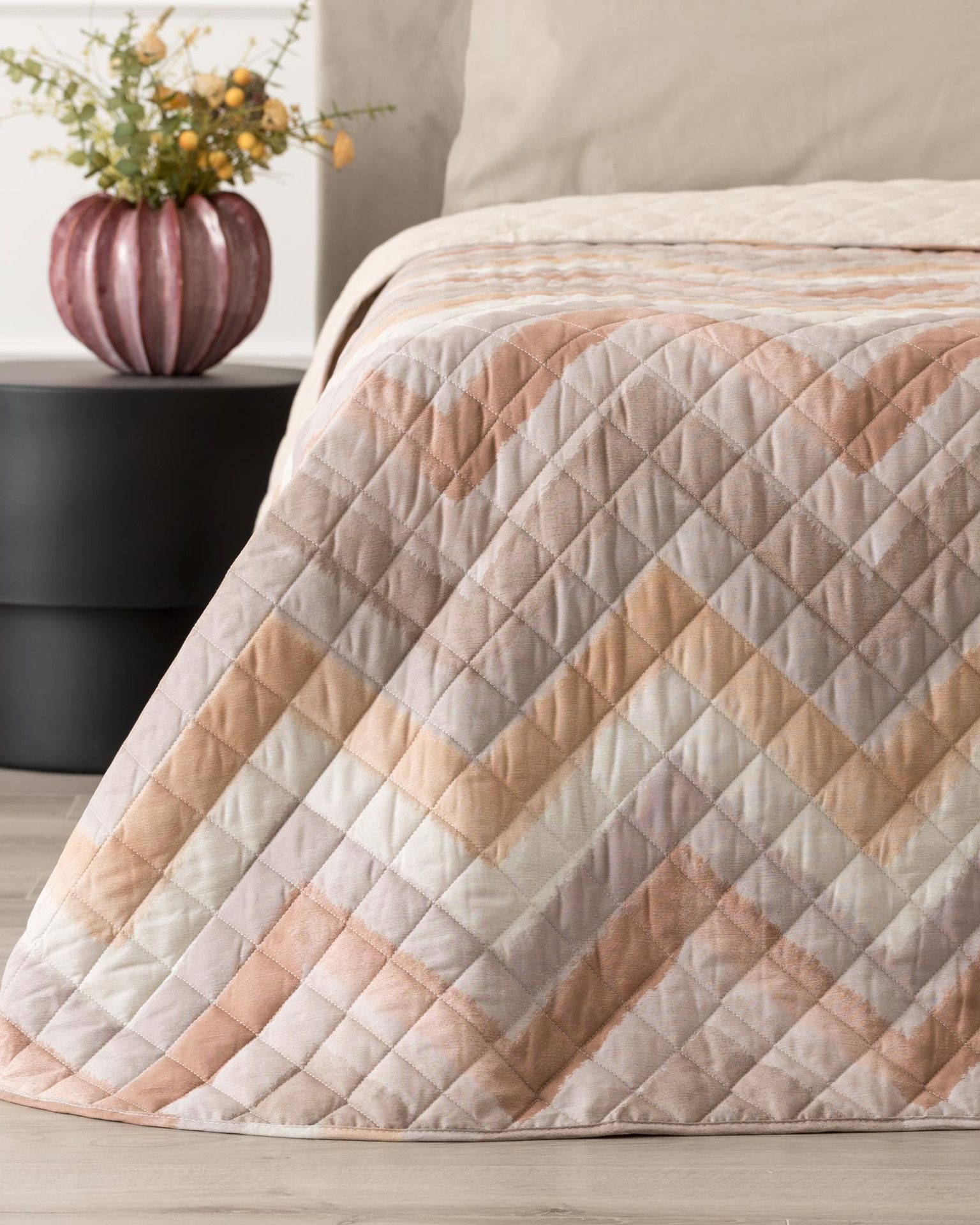 Arben Quilt Matrimoniale Cotone Stampato Crema