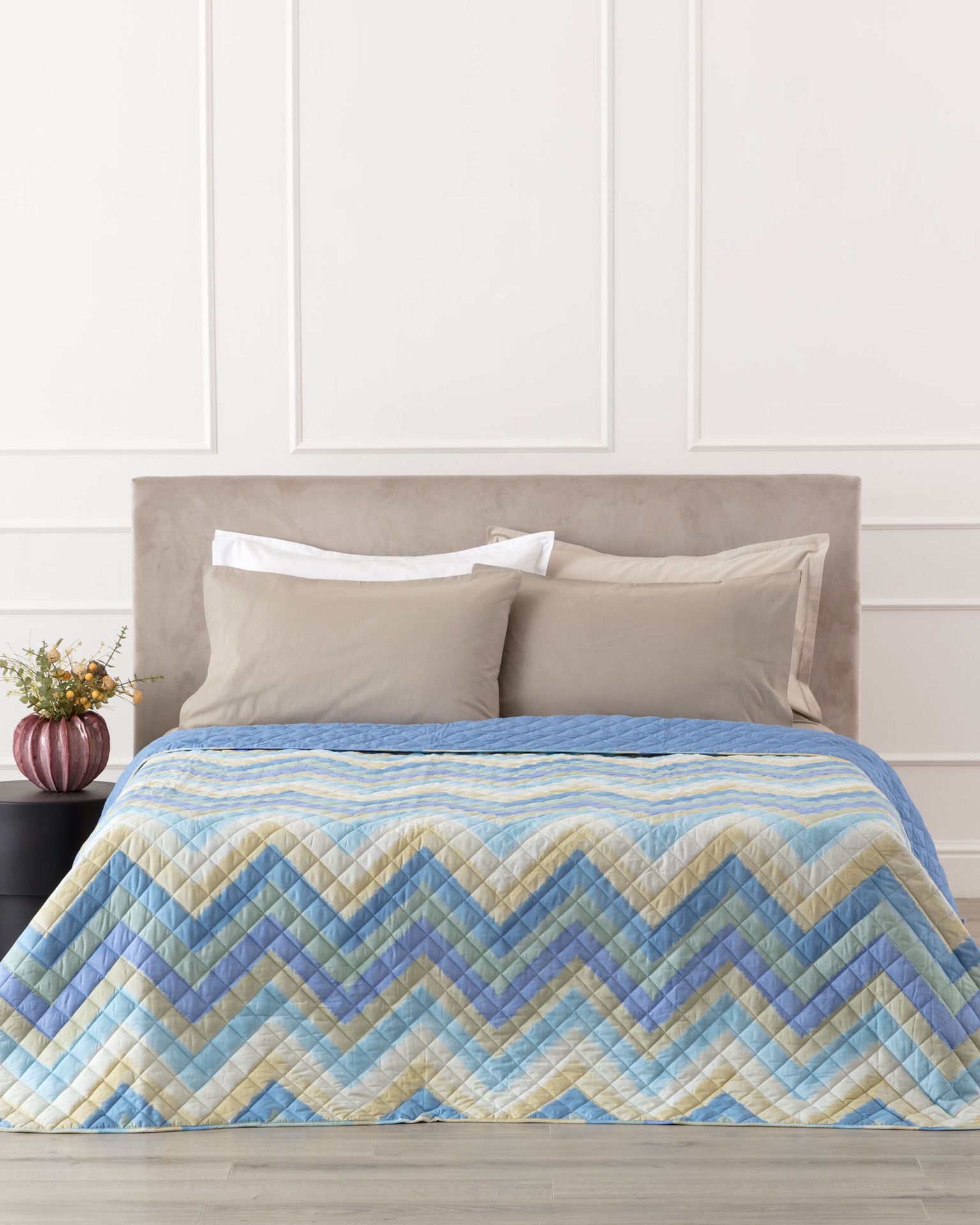 Arben Quilt Singolo Cotone Stampato Avio