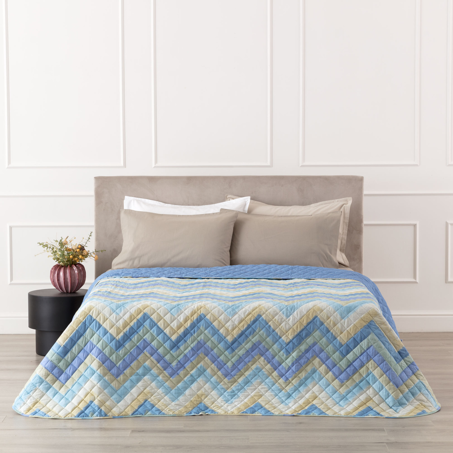 Arben Quilt Singolo Cotone Stampato Avio