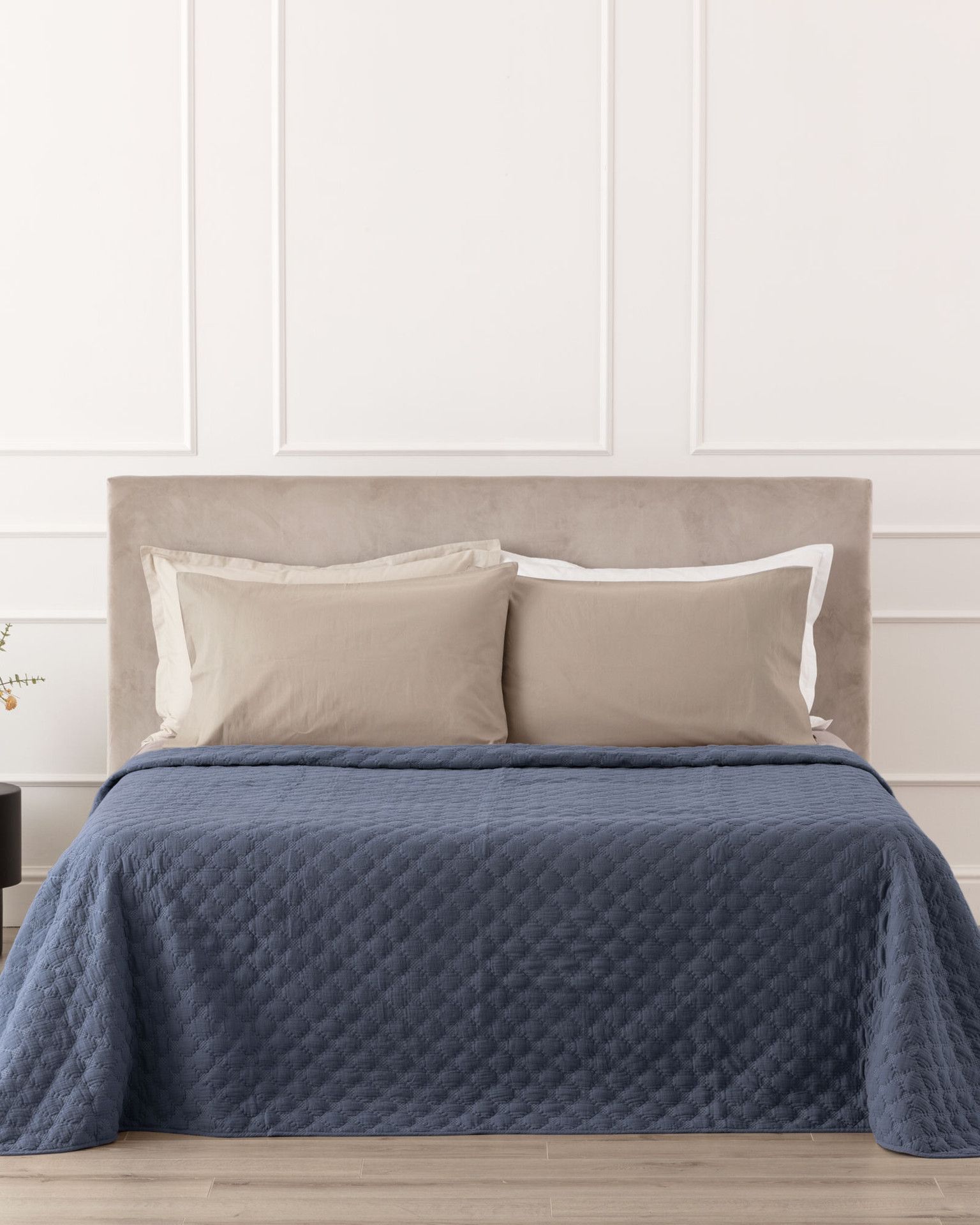 Rombus Quilt in Mussola di Cotone Blu Denim