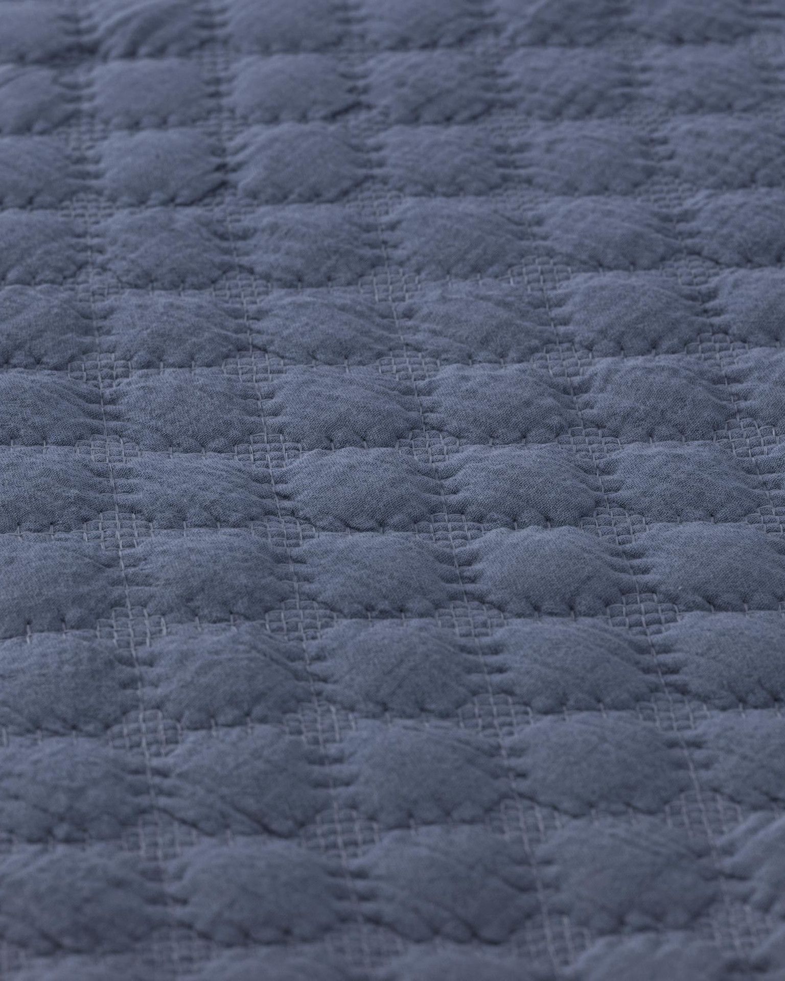 Rombus Quilt in Mussola di Cotone Blu Denim