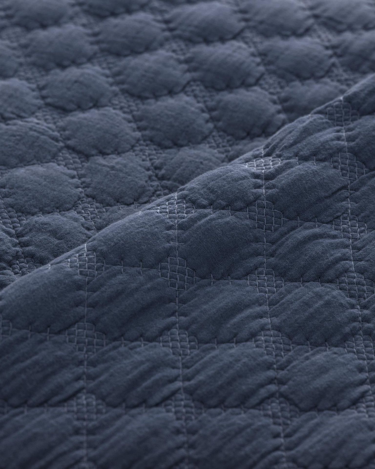 Rombus Quilt in Mussola di Cotone Blu Denim