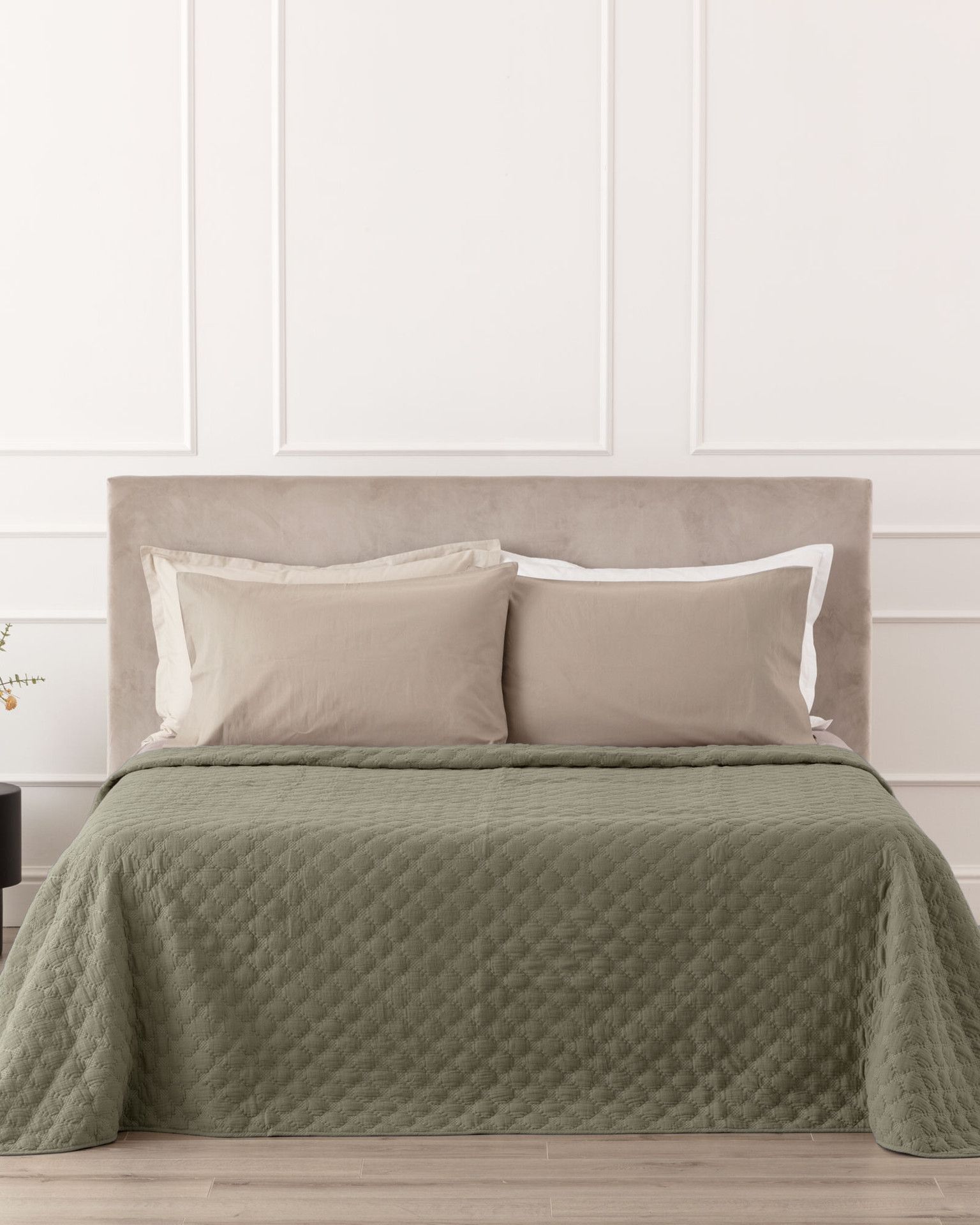 Rombus Quilt in Mussola di Cotone Oliva