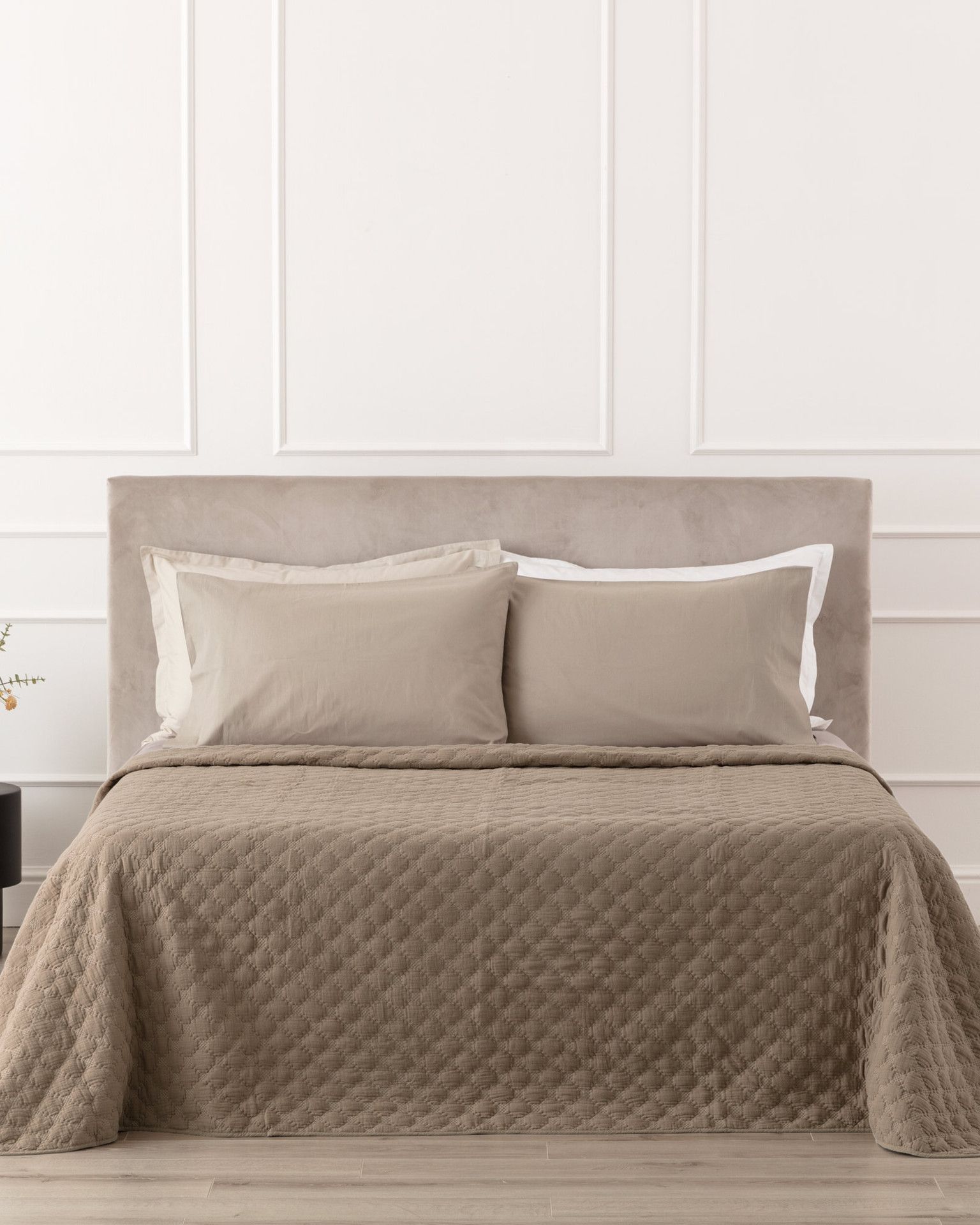 Rombus Quilt in Mussola di Cotone Tortora