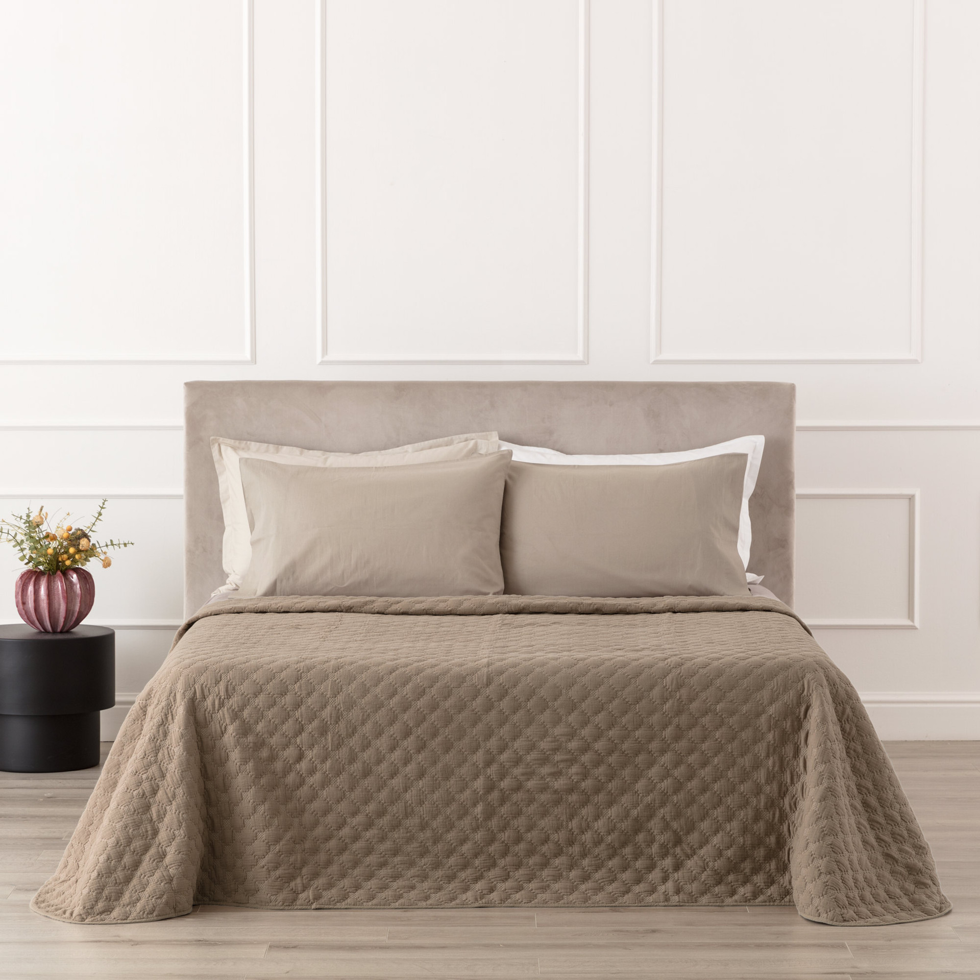 Rombus Quilt in Mussola di Cotone Tortora