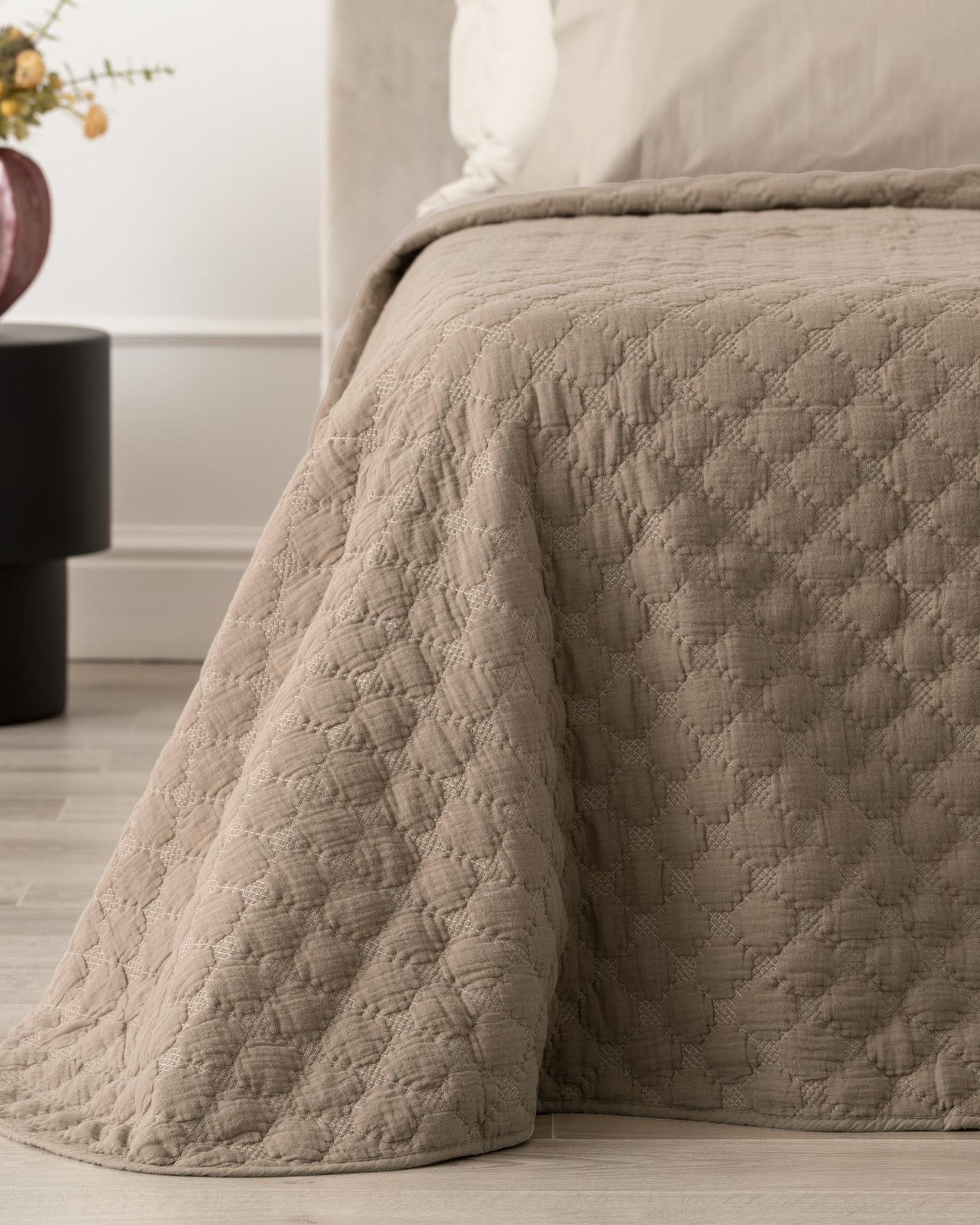 Rombus Quilt in Mussola di Cotone Tortora