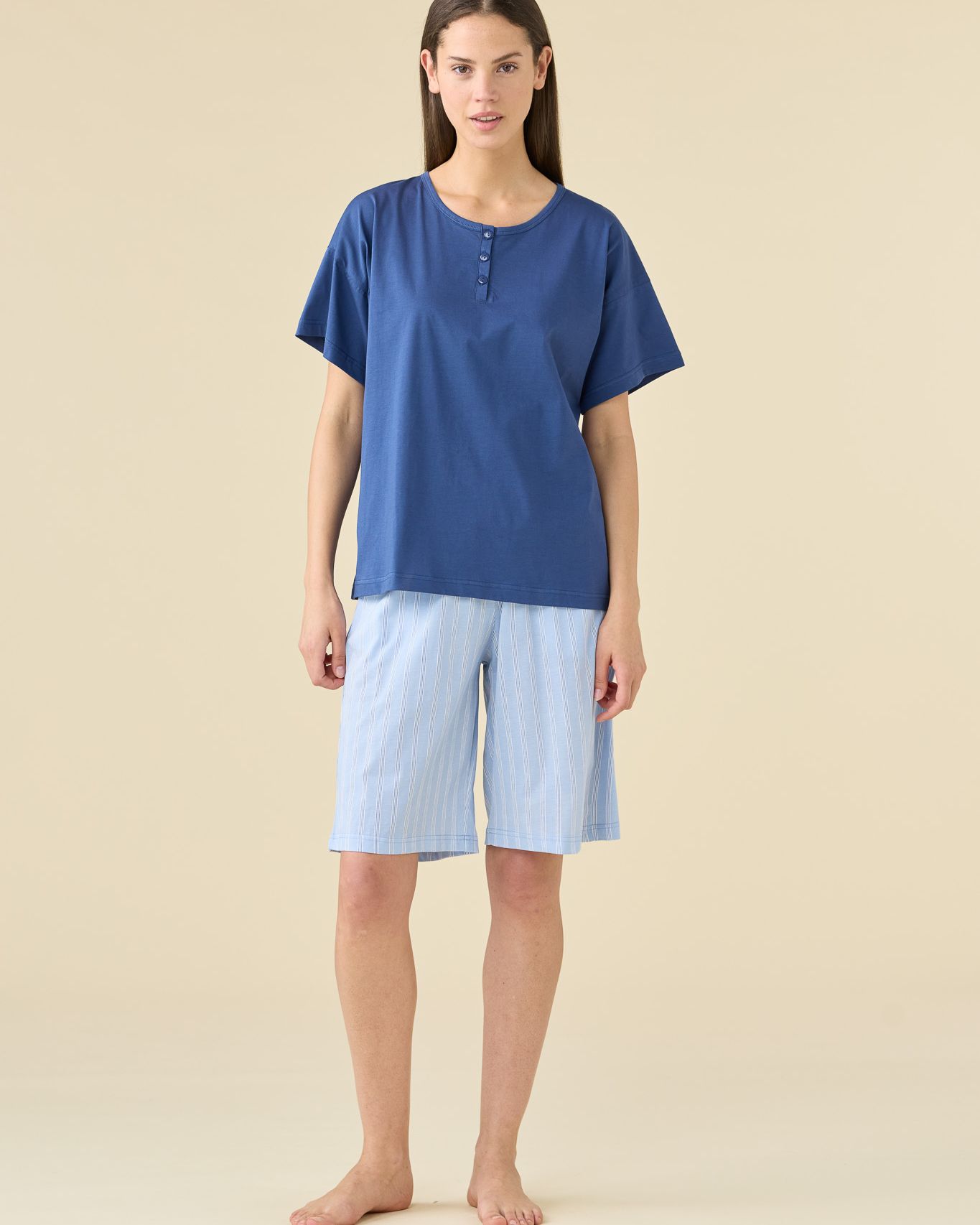 Amour Pigiama Donna in Cotone con Bermuda