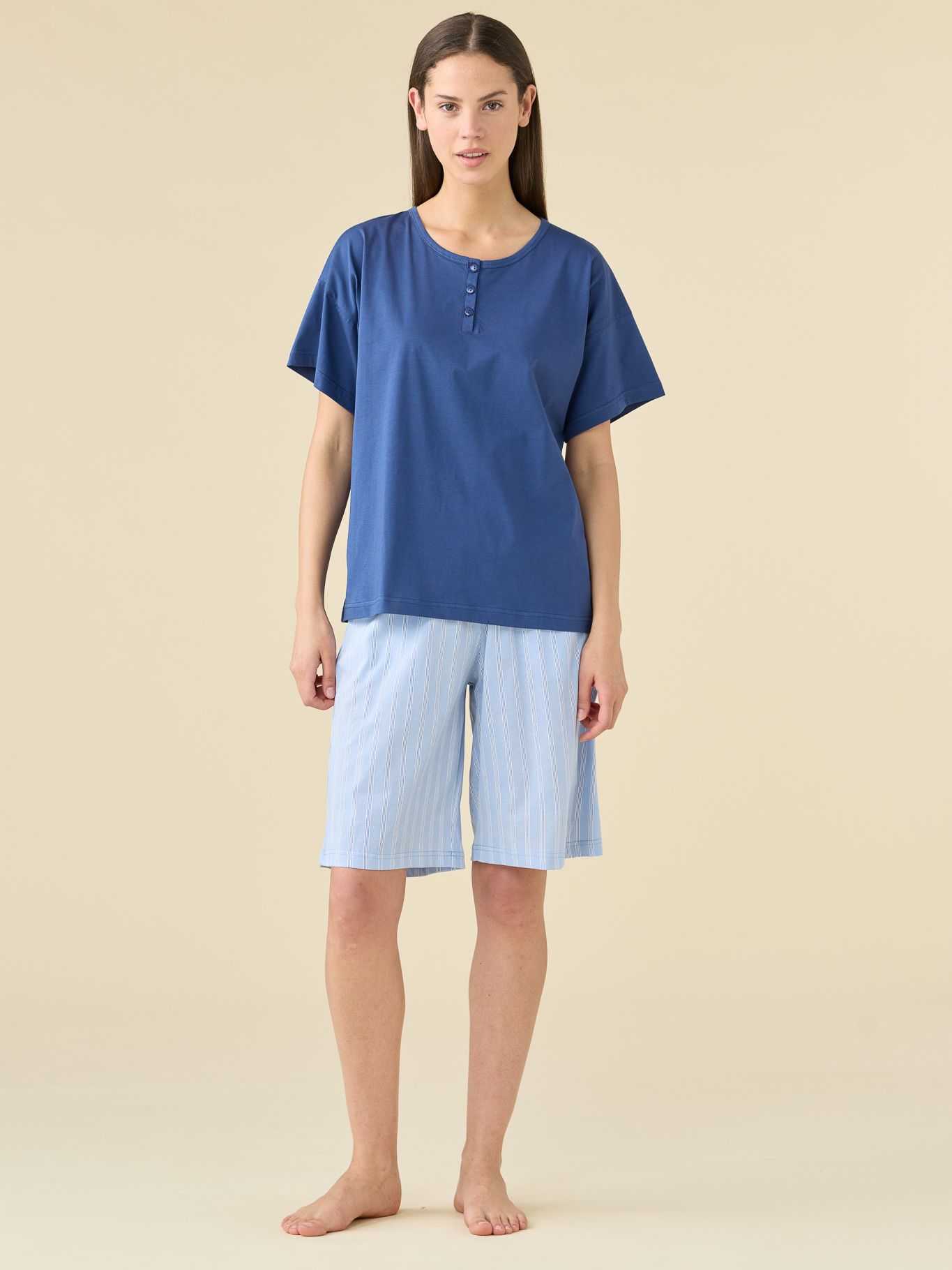 Amour Pigiama Donna in Cotone con Bermuda