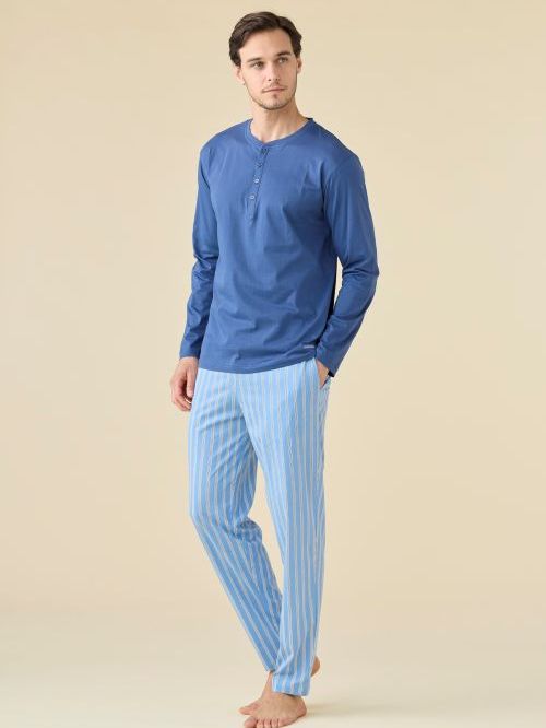 Stripes Pigiama Uomo in Jersey di Cotone Manica Lunga