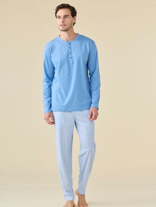Stripes Pigiama Uomo in Jersey di Cotone Manica Lunga