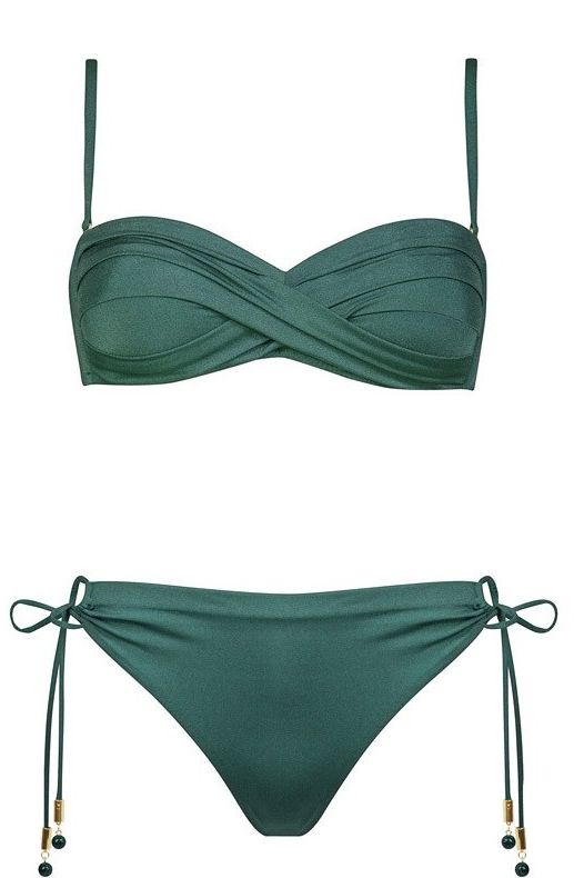 Silhouet verde Bikini con Slip Laccetti