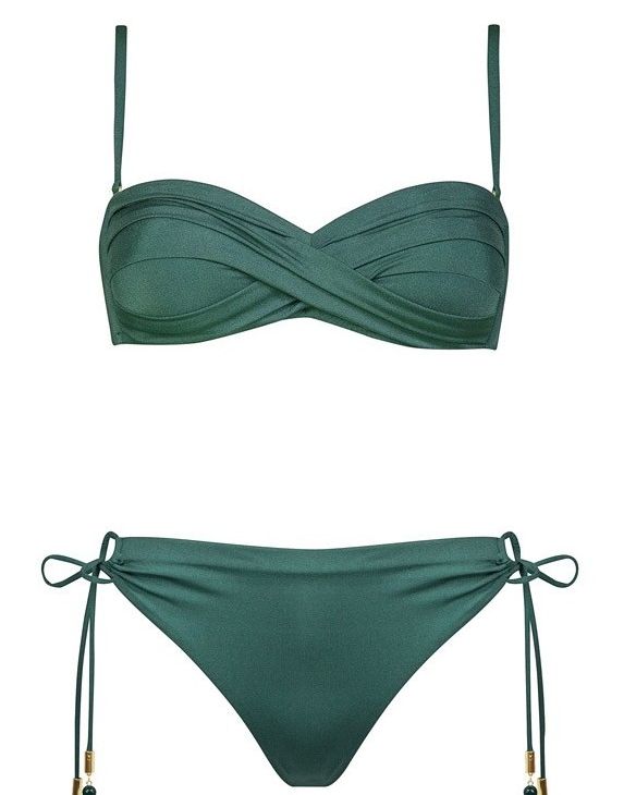 Silhouet verde Bikini con Slip Laccetti
