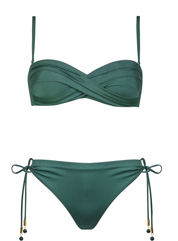 Silhouet verde Bikini con Slip Laccetti