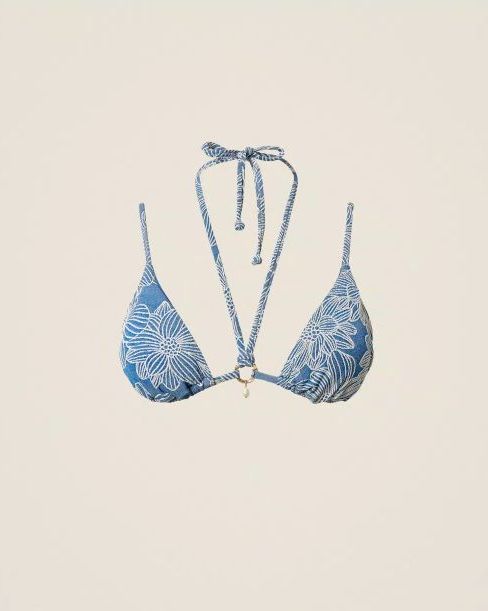 Bikini Triangolo Jacquard con Perla