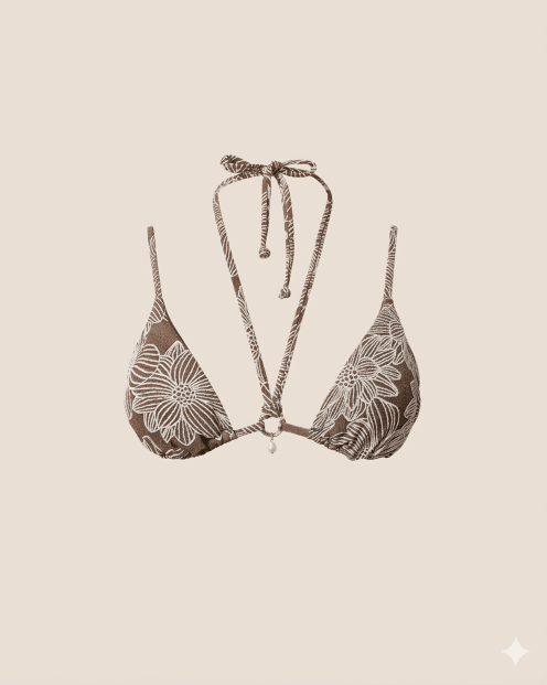 Bikini Triangolo Jacquard con Perla