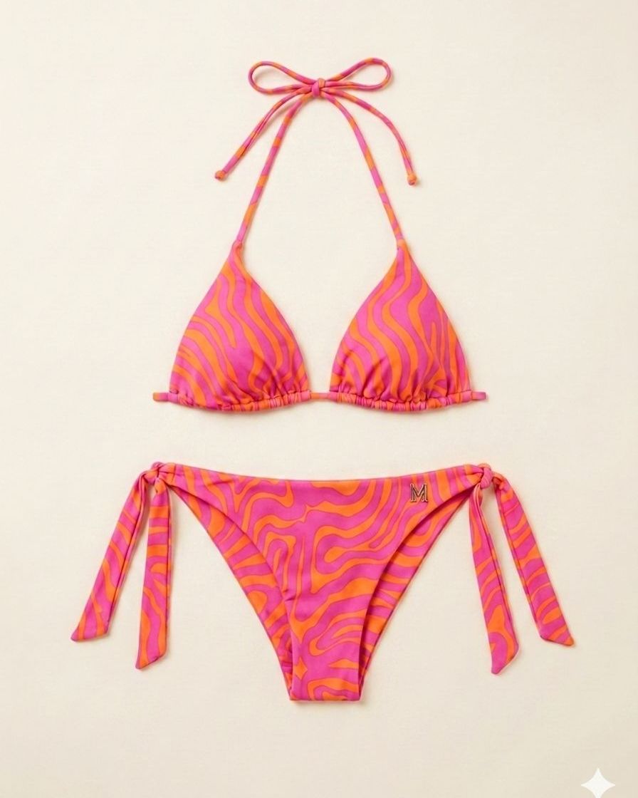 Bikini con Stampa Optical Fuxia
