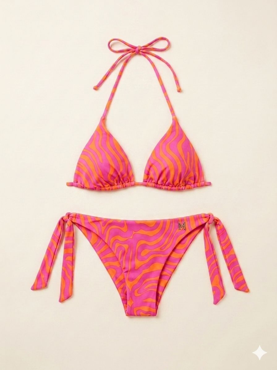 Bikini con Stampa Optical Fuxia