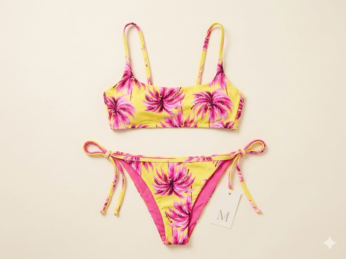 Bikini con Stampa Palme Giallo